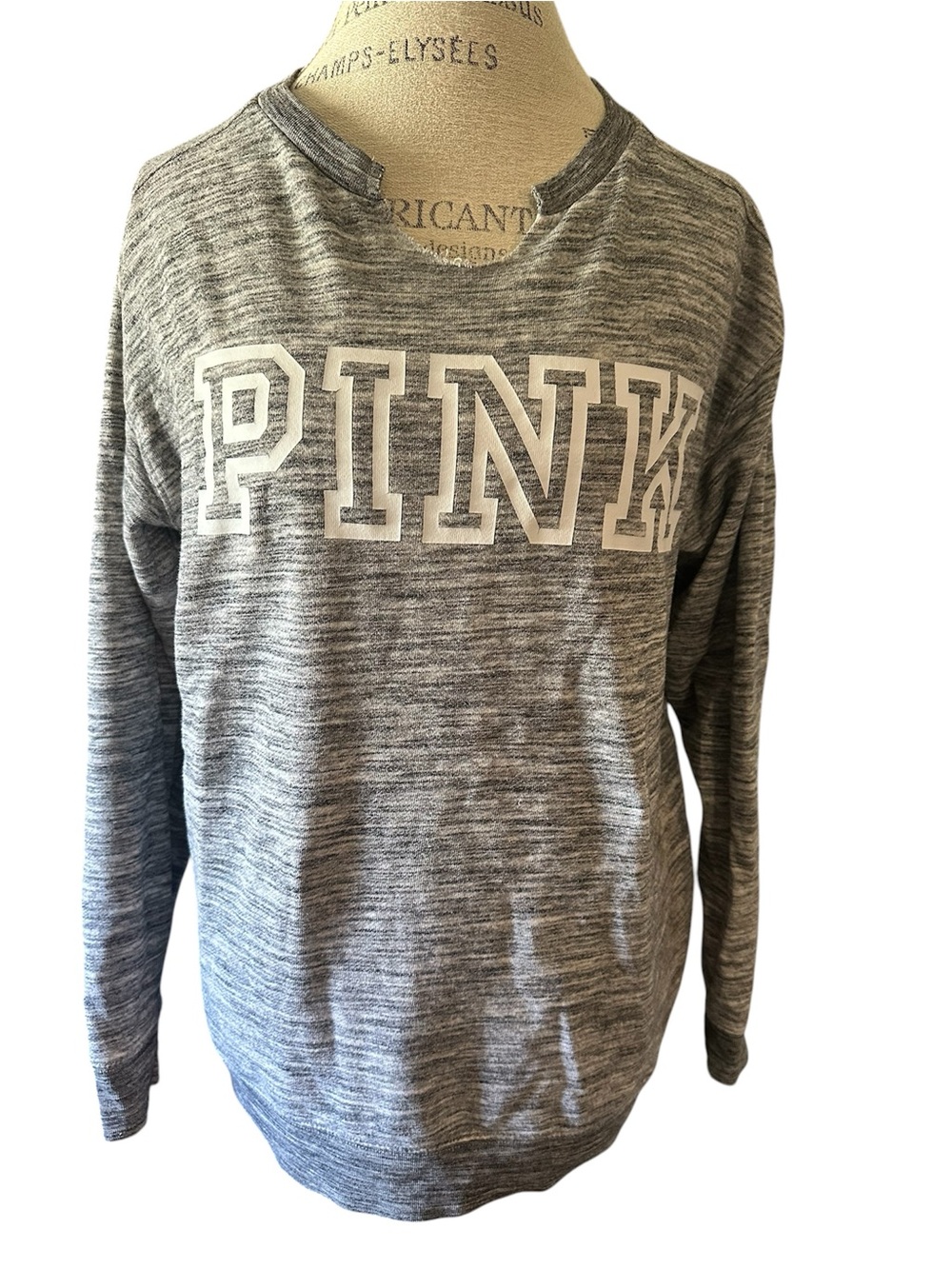 Victoria's Secret PINK heather gray long sleeve crew neck sweatshirt small